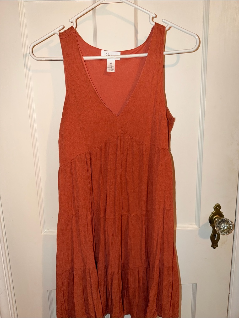 T.J.Maxx Rust Tiered Sleeveless V-Neck Dress
